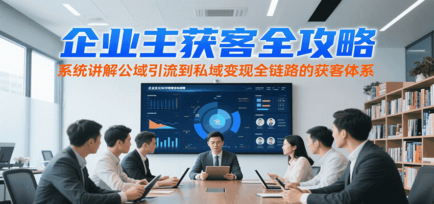 企业主获客全攻略,系统讲解公域引流到私域变现全链路的获客体系-优优云创网