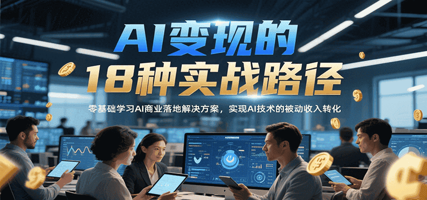 AI变现的18种实战路径,零基础学习AI商业落地解决方案,实现AI技术的被动收入转化-优优云创网