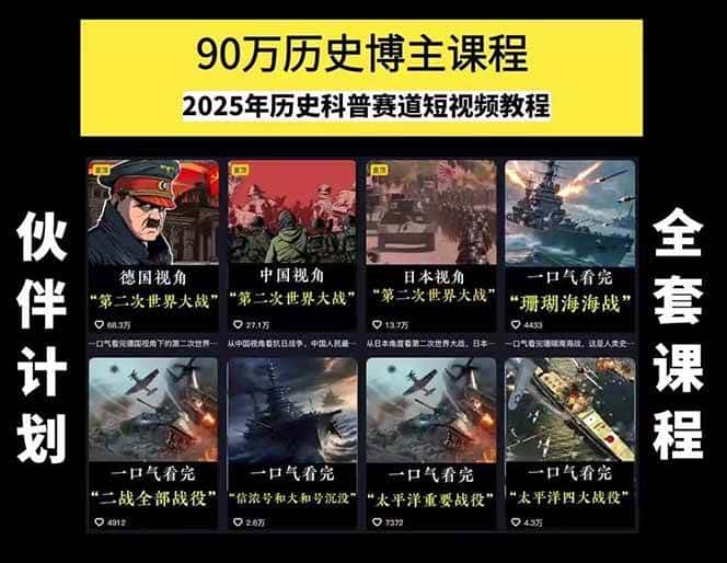 图片[1]-短视频历史赛道实战教程，手机电脑双端剪辑教程和账号运营指南与变现技巧-优优云创网