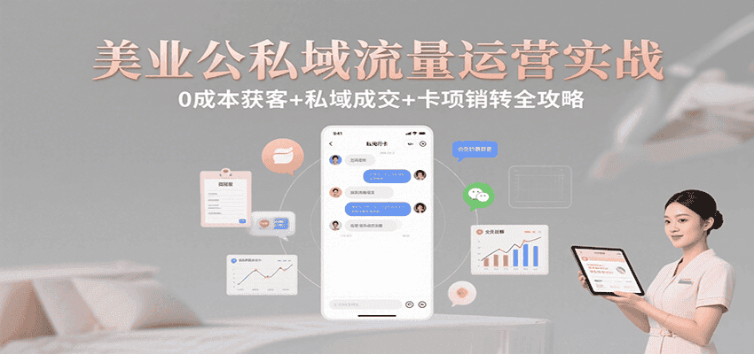 美业公私域流量运营实战:0成本获客+私域成交+卡项销转全攻略-优优云创网