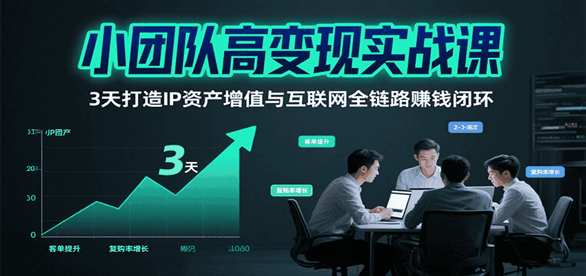 小团队高变现实战课，3天打造IP资产增值与互联网全链路赚钱闭环(第二期)-优优云创网