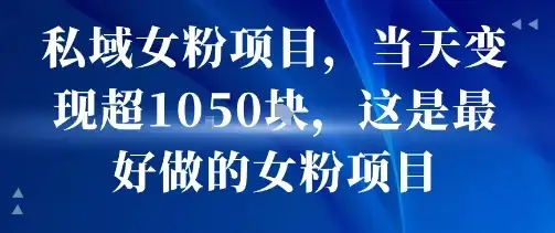 私域女粉项目，当天变现超1k，这是最好做的女粉项目，可放大操作-优优云创网