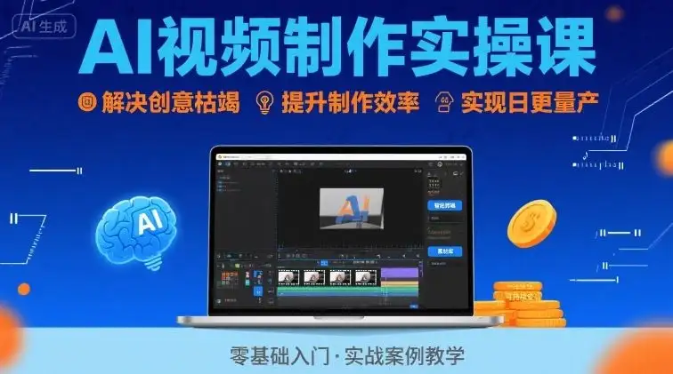 【精】Ai视频制作实操课，解决创意枯竭、效率低下痛点，实现日更量产可持续变现-优优云创网