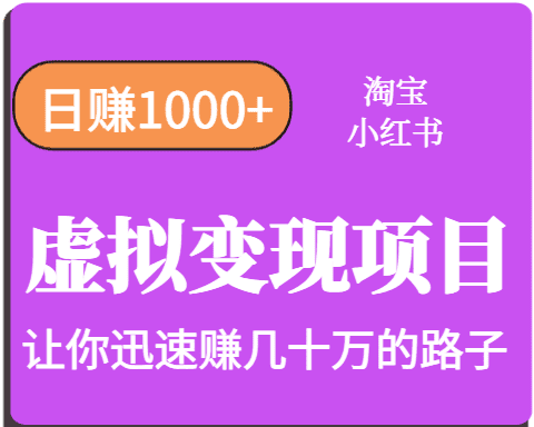 淘宝OR小红书虚拟变现,日赚1000+,多账号操作年收入几十W不等-优优云创网