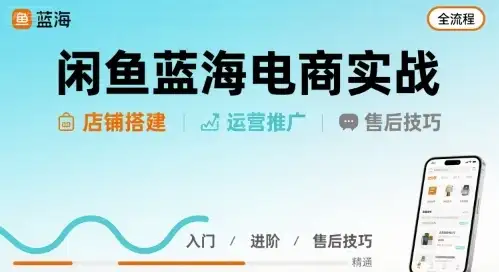【精】闲鱼蓝海电商实战，店铺搭建运营售后全流程-优优云创网