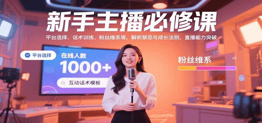 新手主播必修课:平台选择、话术训练、粉丝维系等,解析禁忌与成长法则,突破直播能力-优优云创网