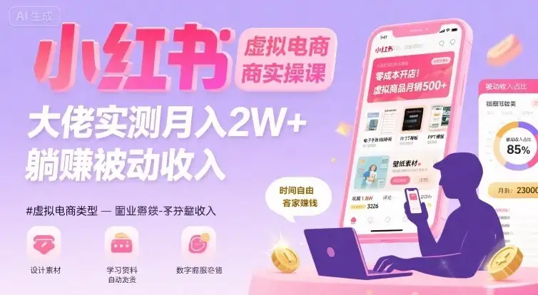 【精】小红书虚拟电商，大佬实测月入2W+，实现被动收入-优优云创网