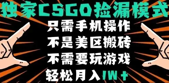 CSGO自动捡漏项目，最新独家玩法，不是美区搬砖，不需要了解和玩游戏，新手小白轻松月入1W+【揭秘】-优优云创网