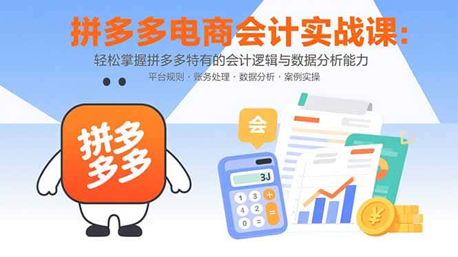 拼多多电商会计实战课：轻松掌握拼多多特有的会计逻辑与数据分析能力-优优云创网
