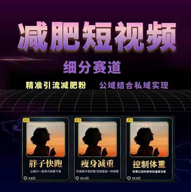 图片[2]-减肥短视频运营实战课：含素材制作、剪映教学，讲精准引流、变现设计与内容模板技巧-优优云创网