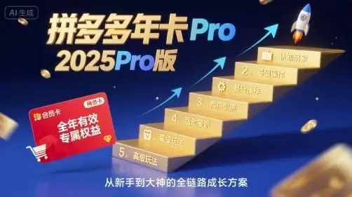 【精】拼多多年卡2025Pro版，五大板块从认知到基础、从推广到活动、从活动到玩法-优优云创网