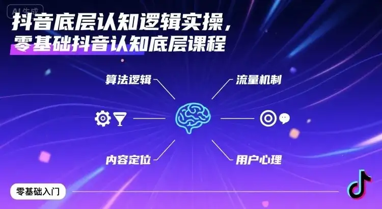 【精】抖音底层认知逻辑实操，零基础抖音认知底层课程-优优云创网