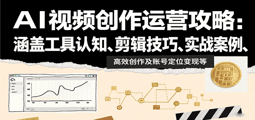 AI视频创作运营攻略:涵盖工具认知、剪辑技巧、实战案例、高效创作及账号定位变现等-优优云创网
