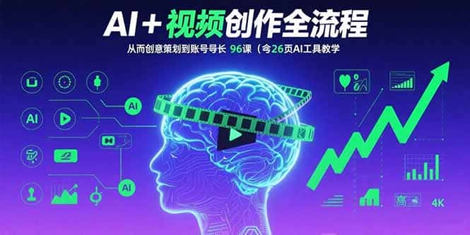AI+短视频创作全流程：从创意策划到账号增长，96节课(含26项AI工具教学-优优云创网