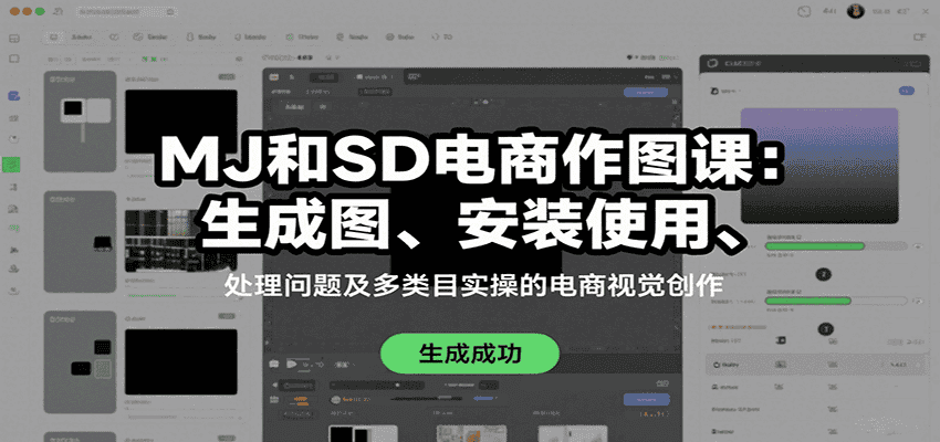 MJ和SD电商作图课:生成图、安装使用、处理问题及多类目实操的电商视觉创作-优优云创网