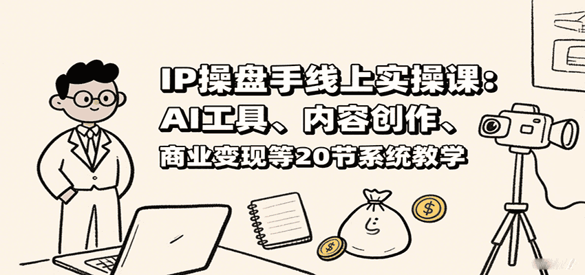 IP操盘手线上实操课:AI工具、内容创作、商业变现等20节系统教学-优优云创网