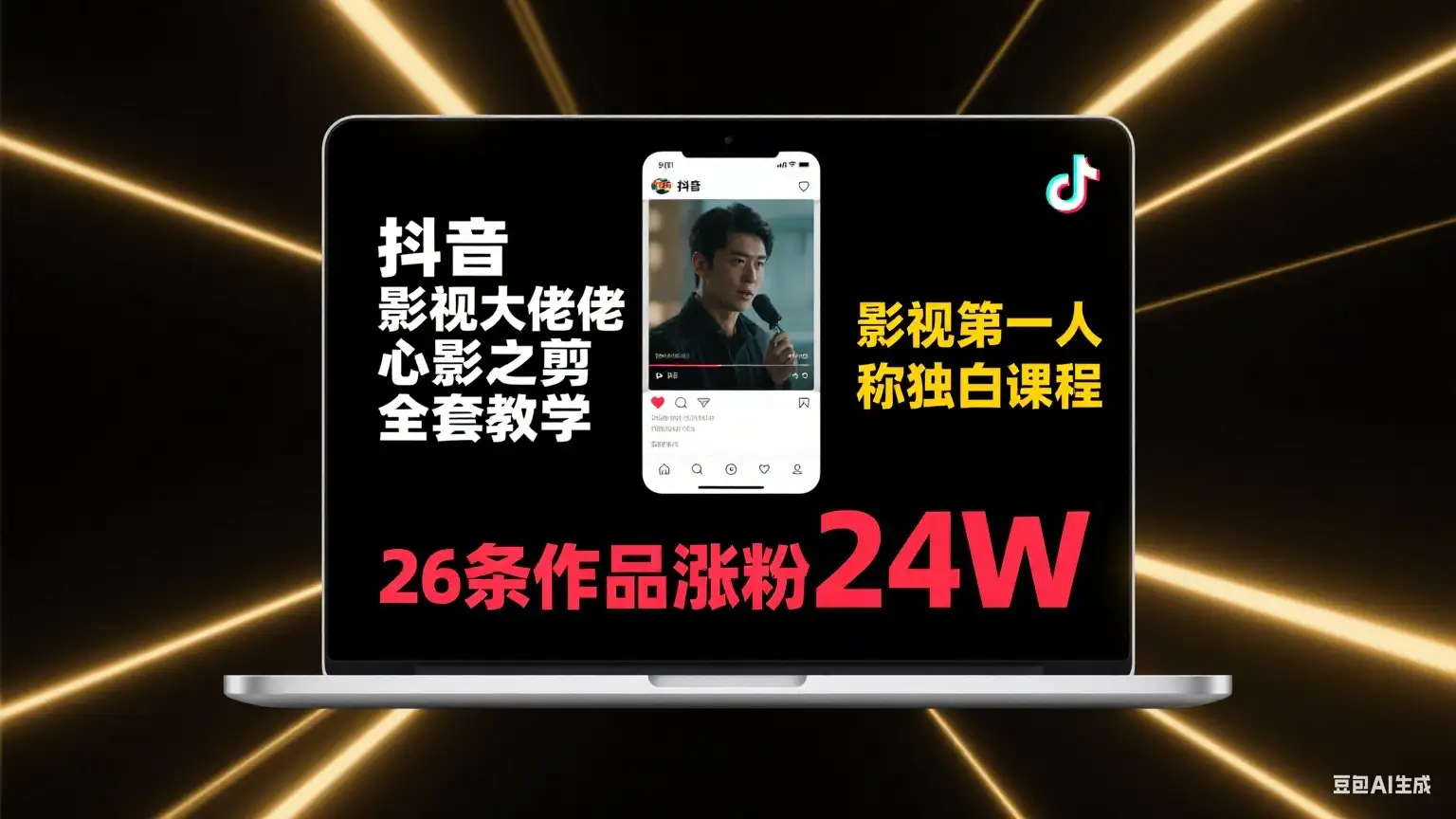 【精】抖音影视大佬心影之剪全套教学，影视第一人称独白课程，26条作品涨粉24W-优优云创网