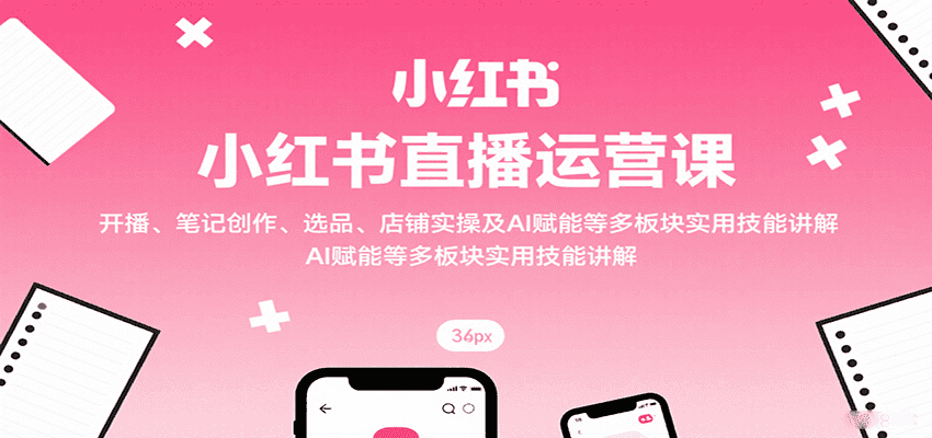 小红书直播运营课:开播、笔记创作、选品、店铺实操及 AI 赋能等多板块实用技能讲解-优优云创网