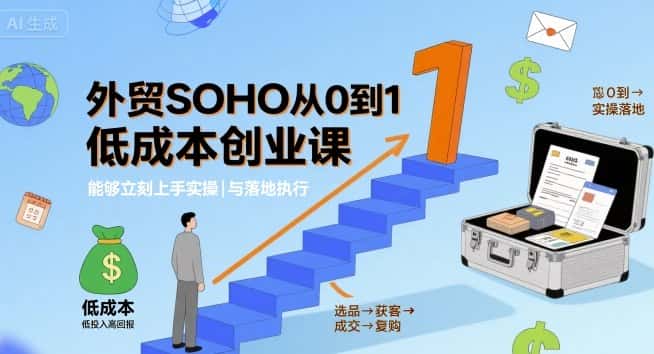 外贸SOHO从0到1低成本创业课，能够立刻上手实操与落地执行-优优云创网