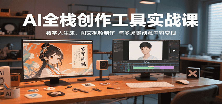 AI全栈创作工具实战课:数字人生成、图文视频制作与多场景创意内容变现-优优云创网