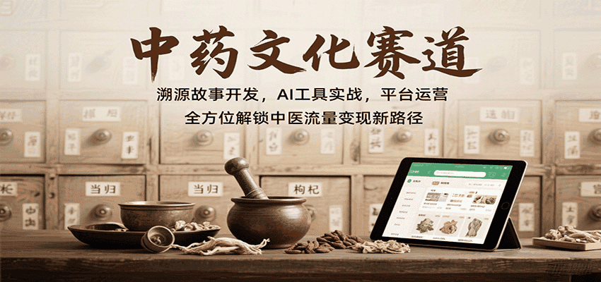 中药文化赛道:溯源故事开发,AI工具实战,平台运营,全方位解锁中医流量变现新路径-优优云创网