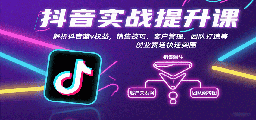 抖音实战提升课:解析抖音蓝v权益,销售技巧、客户管理、团队打造等创业赛道快速突围-优优云创网