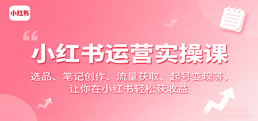 小红书运营实操课:选品、笔记创作、流量获取、起号变现等,让你在小红书轻松获收益-优优云创网