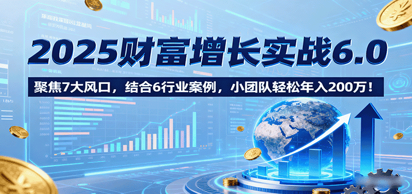 2025财富增长实战6.0，聚焦7大风口，结合6行业案例，小团队轻松年入200万！-优优云创网