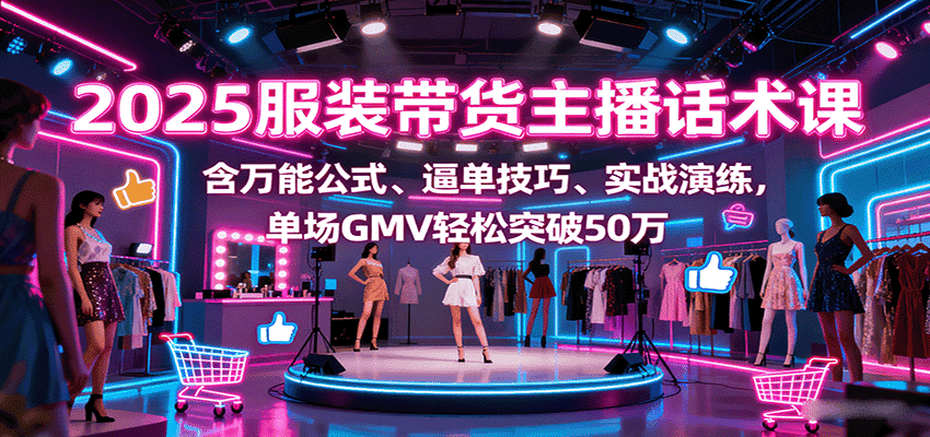 2025服装带货主播话术课,含万能公式、逼单技巧、实战演练,单场GMV轻松突破50万-优优云创网