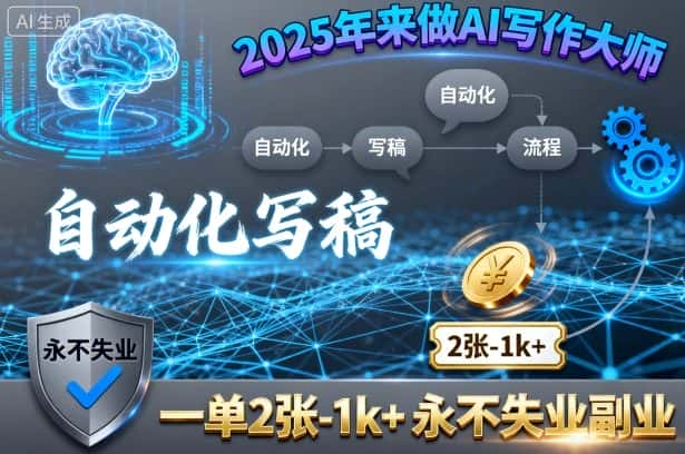 2025年来做AI写作大师，自动化写稿，一单2张-1k+，永不失业副业-优优云创网