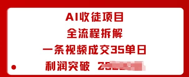 AI收徒项目全流程拆解一条视频成交35单日利润突破1k+-优优云创网