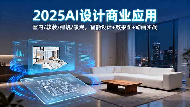 2025AI设计商业应用：室内/软装/建筑/景观，智能设计+效果图+动画实战-优优云创网