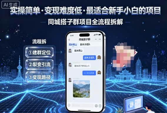 实操简单，变现难度低，最适合新手小白做的项目，每天轻松收入3张，同城搭子群项目全流程拆解-优优云创网
