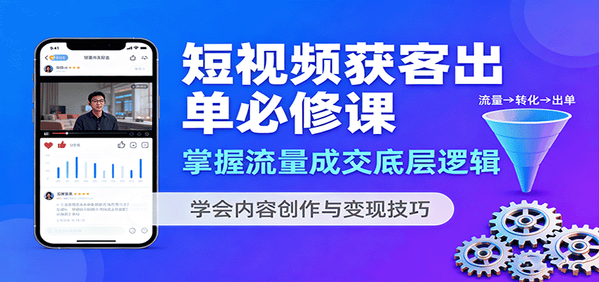 短视频获客出单必修课:掌握流量成交底层逻辑,学会内容创作与变现技巧-优优云创网