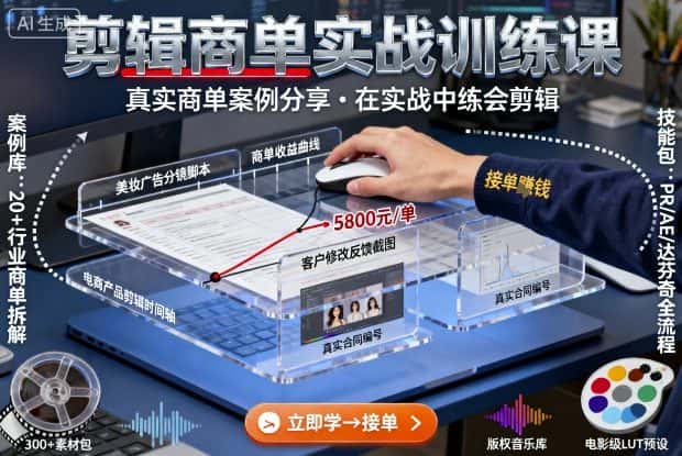 剪辑商单实战训练课，真实商单案例分享，在实战中练会剪辑-优优云创网
