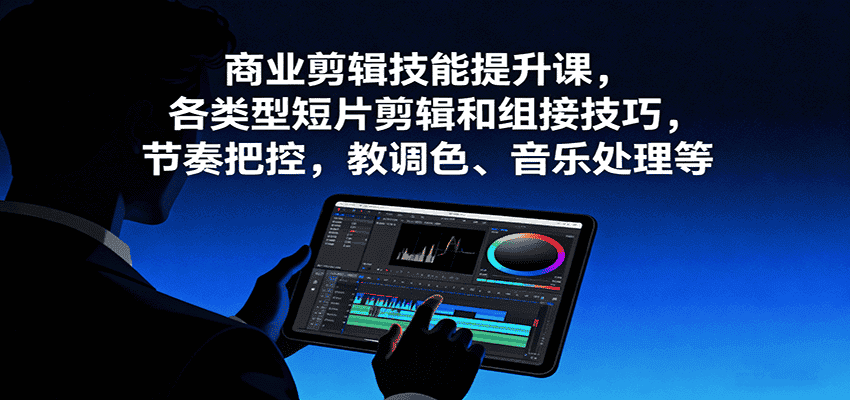 商业剪辑技能提升课,各类型短片剪辑和组接技巧,节奏把控,教调色、音乐处理等-优优云创网