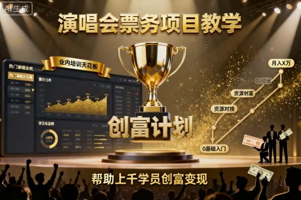 演唱会票务项目教学，业内培训天花板，帮助上千学员创富变现-优优云创网