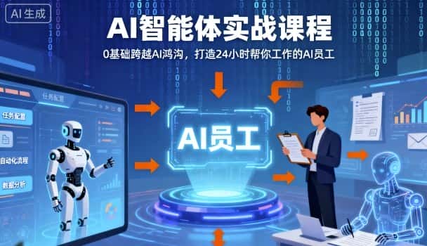 Ai智能体实战课程，0基础跨越Ai鸿沟，打造24小时帮你工作的Ai员工，打破常规，以实战定义Ai-优优云创网