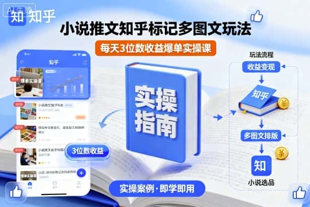 小说推文知乎标记多图文玩法，每天3位数收益爆单实操课-优优云创网