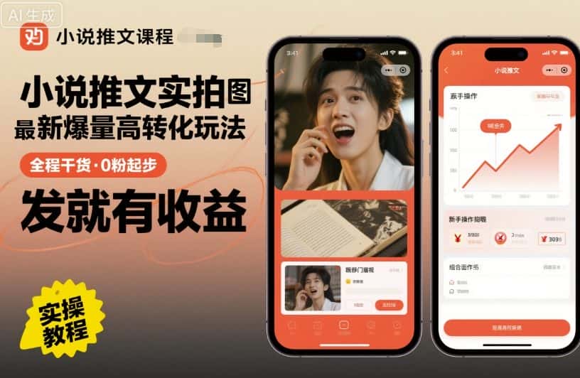 小说推文实拍双图文最新爆量高转化玩法,全程干货,0粉起步,发就有收益-优优云创网