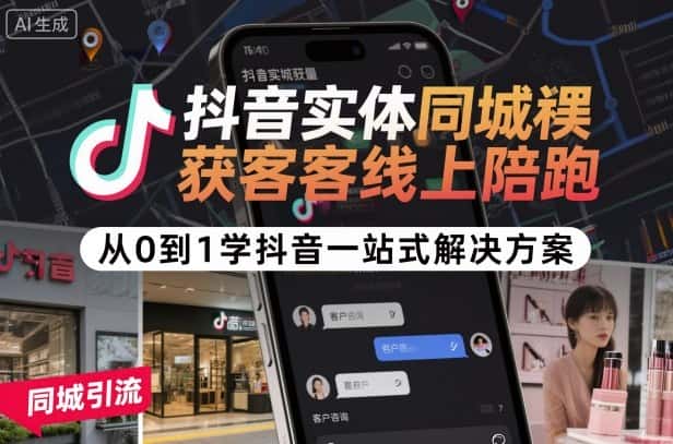 抖音实体同城获客线上陪跑，从0到1学抖音一站式解决方案-优优云创网