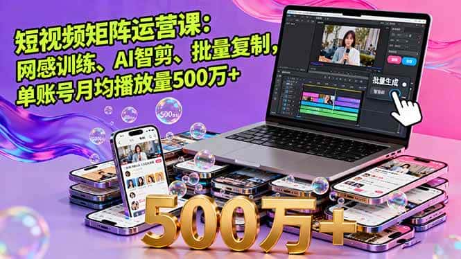 (16168期)短视频矩阵运营课:网感训练、AI智剪、批量复制,单账号月均播放量500万+-优优云创网