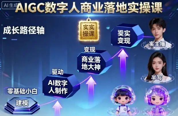 【精】AIGC数字人商业落地实操课，从零基础小白到AI数字人大神-优优云创网