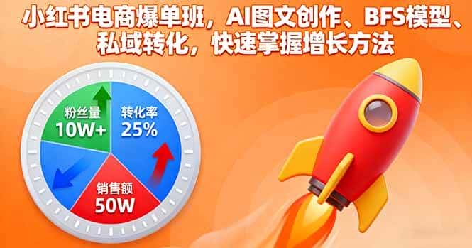 (16187期)小红书电商爆单班,AI图文创作、BFS模型、私域转化,快速掌握增长方法-优优云创网