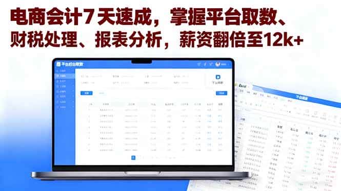 (16192期)电商会计7天速成,掌握平台取数、财税处理、报表分析,薪资翻倍至12k+-优优云创网