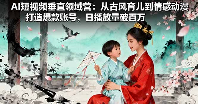 AI短视频垂直领域营：从古风育儿到情感动漫，打造爆款账号,日播放量破百万-优优云创网
