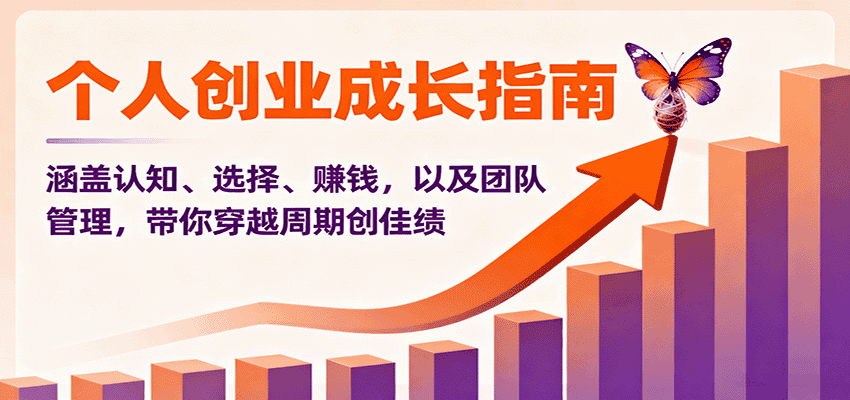 个人创业成长指南：涵盖认知、选择、赚钱，以及团队管理，带你穿越周期创佳绩-优优云创网
