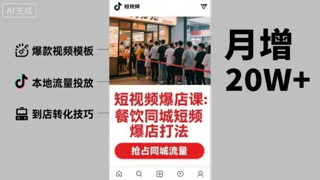 【精】短视频爆店课，餐饮同城短视频爆店打法-优优云创网