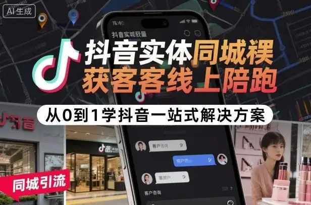 【精】抖音实体同城获客线上陪跑，从0到1学抖音一站式解决方案-优优云创网