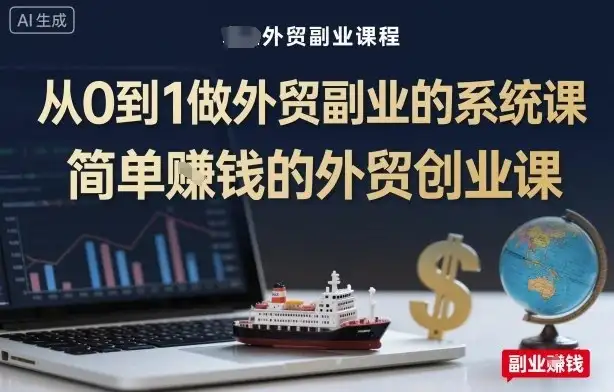 【精】从0到1做外贸副业的系统课，简单賺钱的外贸创业课-优优云创网